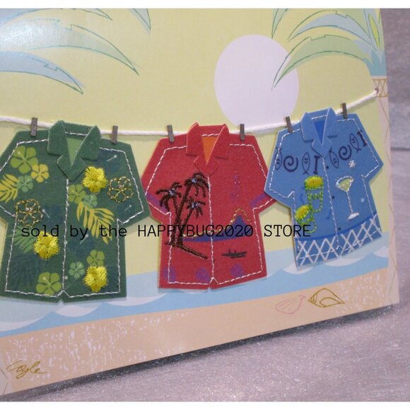 Papyrus HAPPY BIRTHDAY GREETING CARD-GIFT BAG FOR HIM-Hawaiian shirts- HANDMADE - Picture 9 of 10